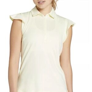 Walter Hagen Women's Lemon Sorbet Sleeveless Ruffle Golf Polo Shirt XL‎